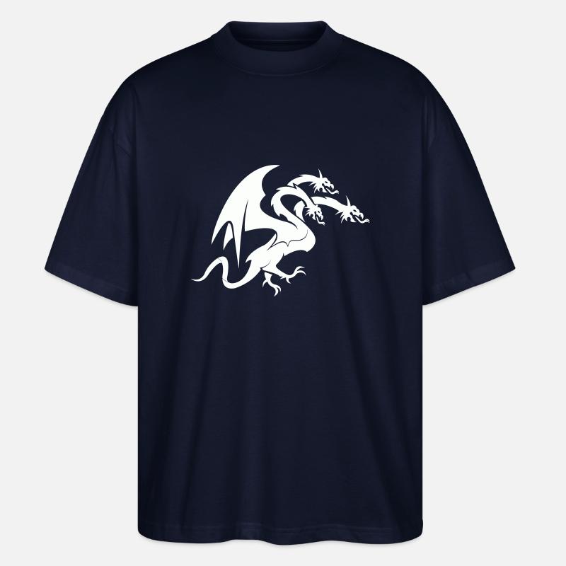 dragon 3 head - Stanley/Stella Oversized Unisex Bio T-Shirt Blaster 2.0 - Navy