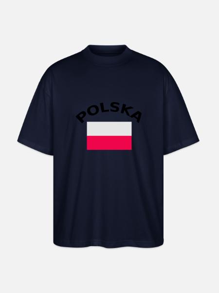 Pologne, Polska, drapeau, drapeau - T-shirt bio Blaster 2.0 coupe oversize Stanley/Stella Unisexe - marine