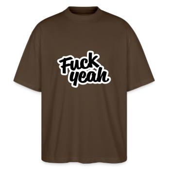 Fuck Yeah - T-shirt bio Blaster 2.0 coupe oversize Stanley/Stella Unisexe - marron foncé - Devant - Alina (178cm) & Michal (187cm)