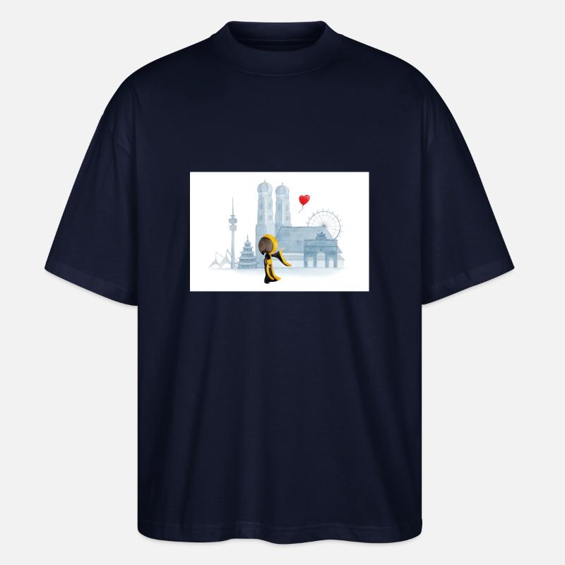 Münchner Kindl mit München Skyline - Stanley/Stella Oversized Unisex Bio T-Shirt Blaster 2.0 - Navy