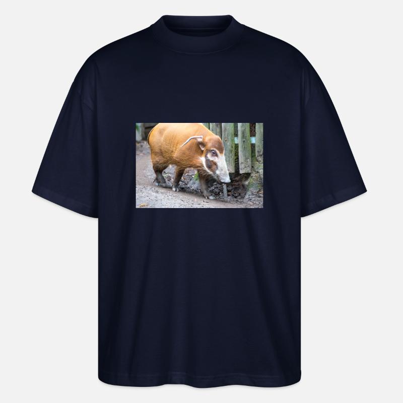 Buschschwein oder Rotflussschwein Pinselohrschwein - Stanley/Stella Oversized Unisex Bio T-Shirt Blaster 2.0 - Navy