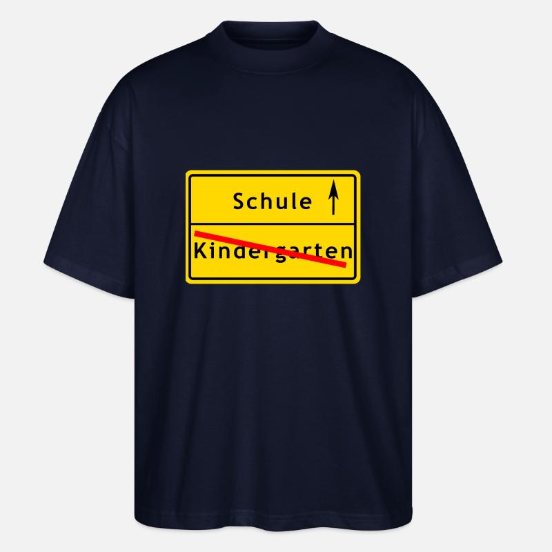 Kindergarten Schule Einschulung Ortsschild Kita - Stanley/Stella Oversized Unisex Bio T-Shirt Blaster 2.0 - Navy