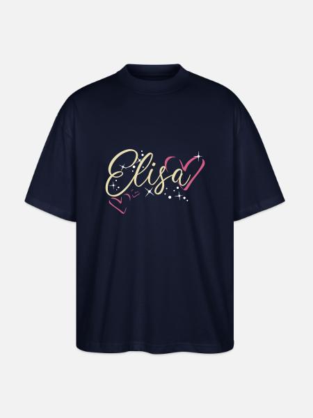 Elisa Cognome Nome Calligrafia Cuore - Maglietta articolo ecologico Unisex vestibilità oversize Stanley/Stella Blaster 2.0 - navy