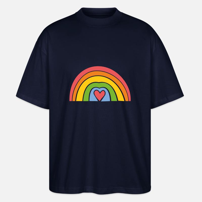 Regenbogen mit Herz - Stanley/Stella Oversized Unisex Bio T-Shirt Blaster 2.0 - Navy