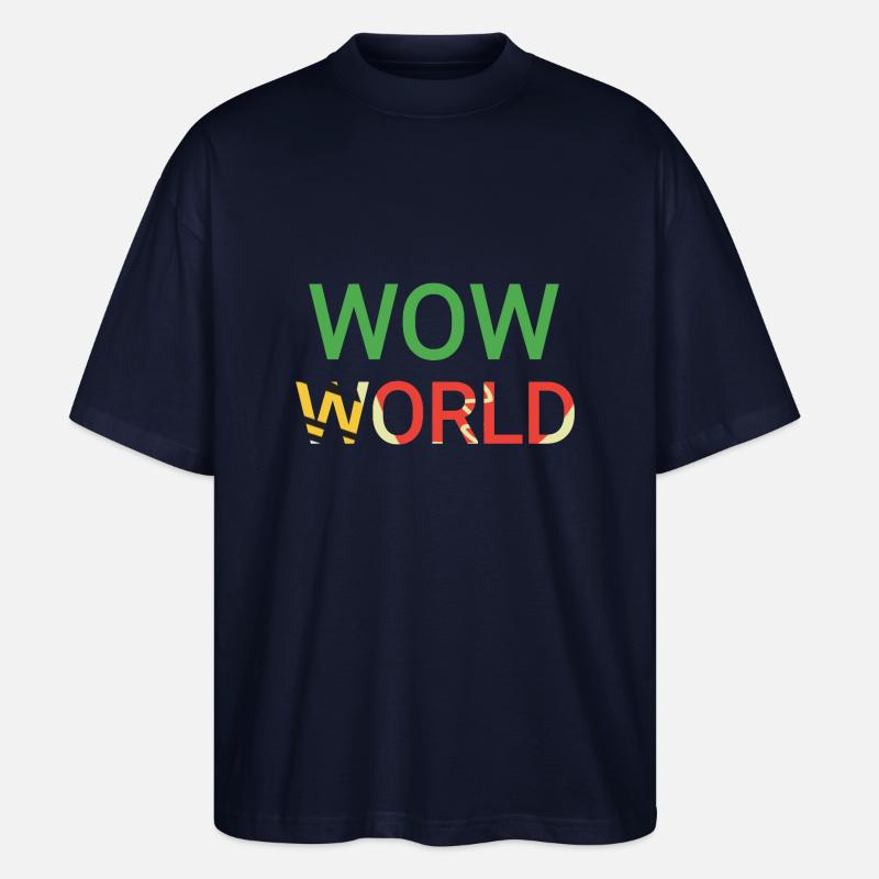 wow Welt bunter text - Stanley/Stella Oversized Unisex Bio T-Shirt Blaster 2.0 - Navy