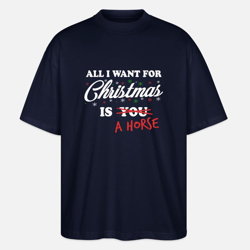 Pour Noël, je veux un cheval un cheval - T-shirt bio Blaster 2.0 coupe oversize Stanley/Stella Unisexe - marine