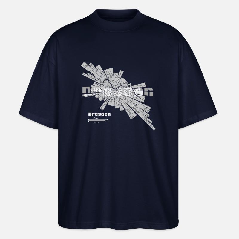 Dresden Karte - Stanley/Stella Oversized Unisex Bio T-Shirt Blaster 2.0 - Navy