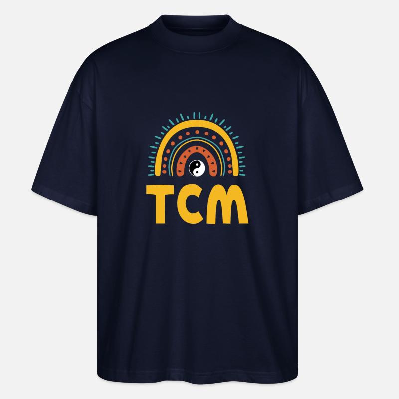 Cute Tcm Boho Rainbow with Yin Yang - Stanley/Stella Oversized Unisex Organic T-shirt Blaster 2.0 - navy