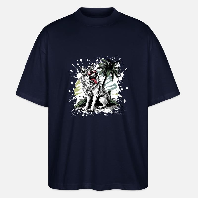 Palmier de l’île Wolf - T-shirt bio Blaster 2.0 coupe oversize Stanley/Stella Unisexe - marine