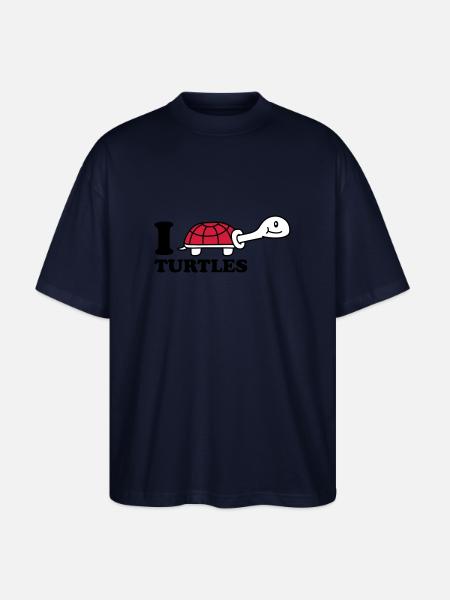 I Love Turtles - Stanley/Stella Oversized Unisex Bio T-Shirt Blaster 2.0 - Navy