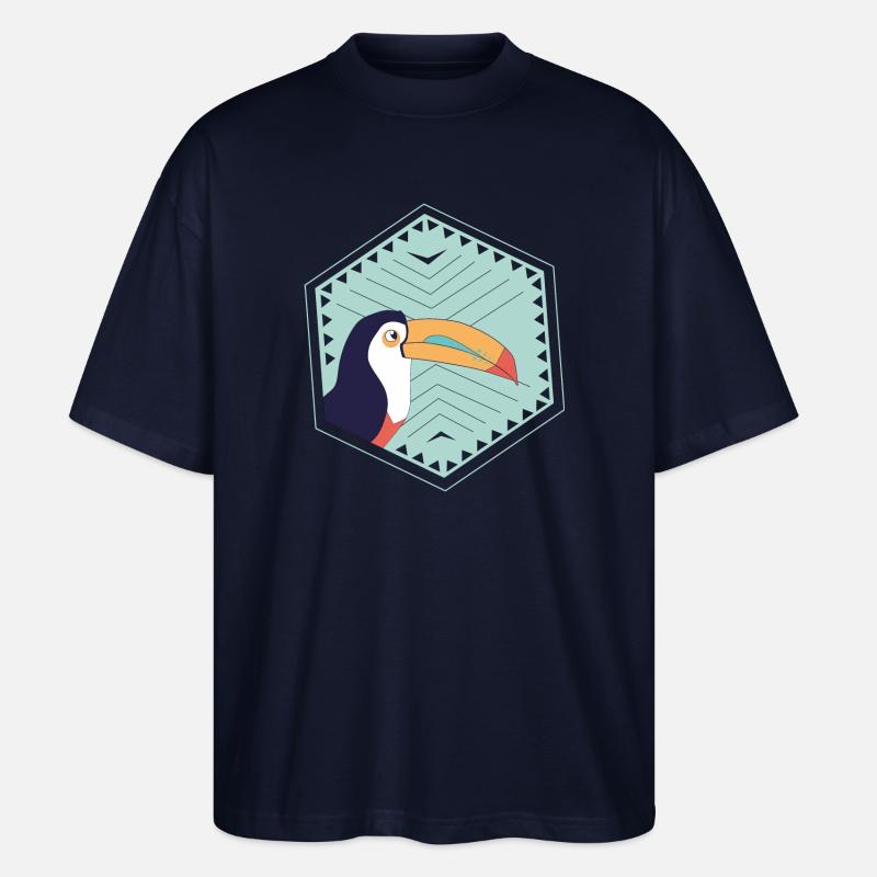 Bunter Tukan - türkis - Stanley/Stella Oversized Unisex Bio T-Shirt Blaster 2.0 - Navy