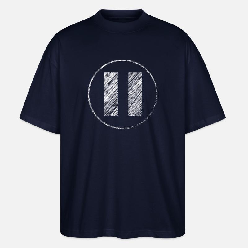 Handgezeichnetes Pause-Symbol im Scribble-Look - Stanley/Stella Oversized Unisex Bio T-Shirt Blaster 2.0 - Navy