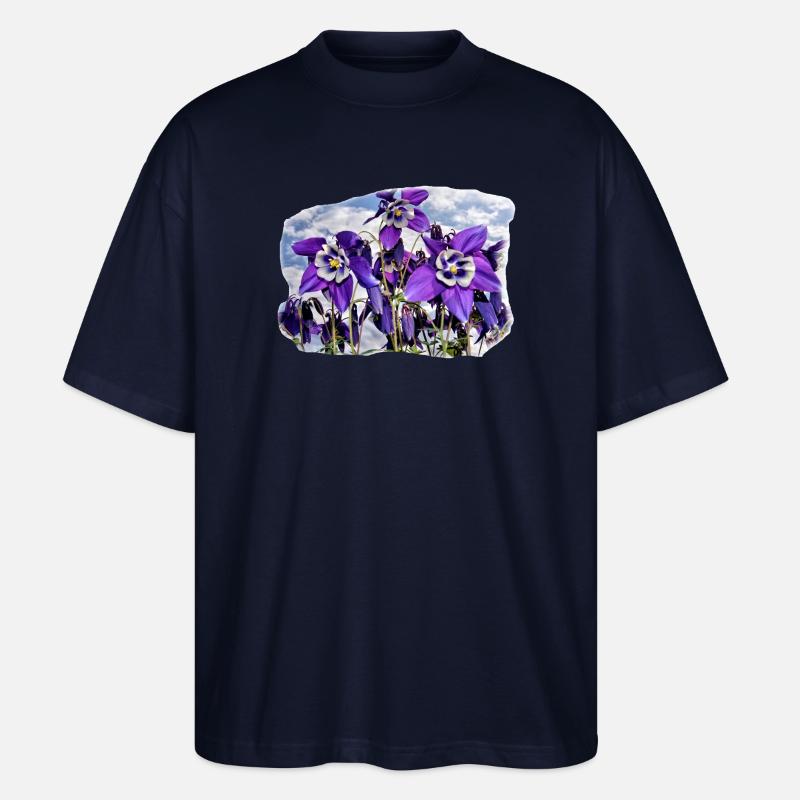 Blühende Akelei - Stanley/Stella Oversized Unisex Bio T-Shirt Blaster 2.0 - Navy