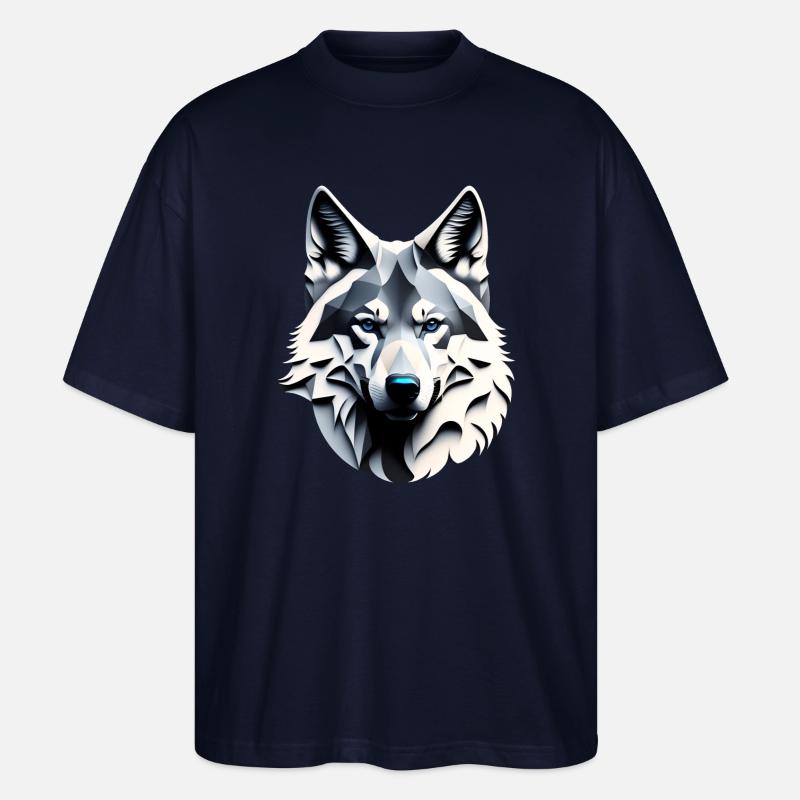 Wolf mit blauen Augen - Stanley/Stella Oversized Unisex Bio T-Shirt Blaster 2.0 - Navy