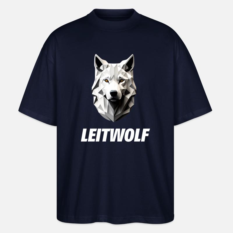 weißer Wolfskopf Leitwolf - Stanley/Stella Oversized Unisex Bio T-Shirt Blaster 2.0 - Navy