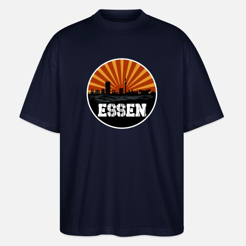 Essen Retro Skyline - Stanley/Stella Oversized Unisex Bio T-Shirt Blaster 2.0 - Navy