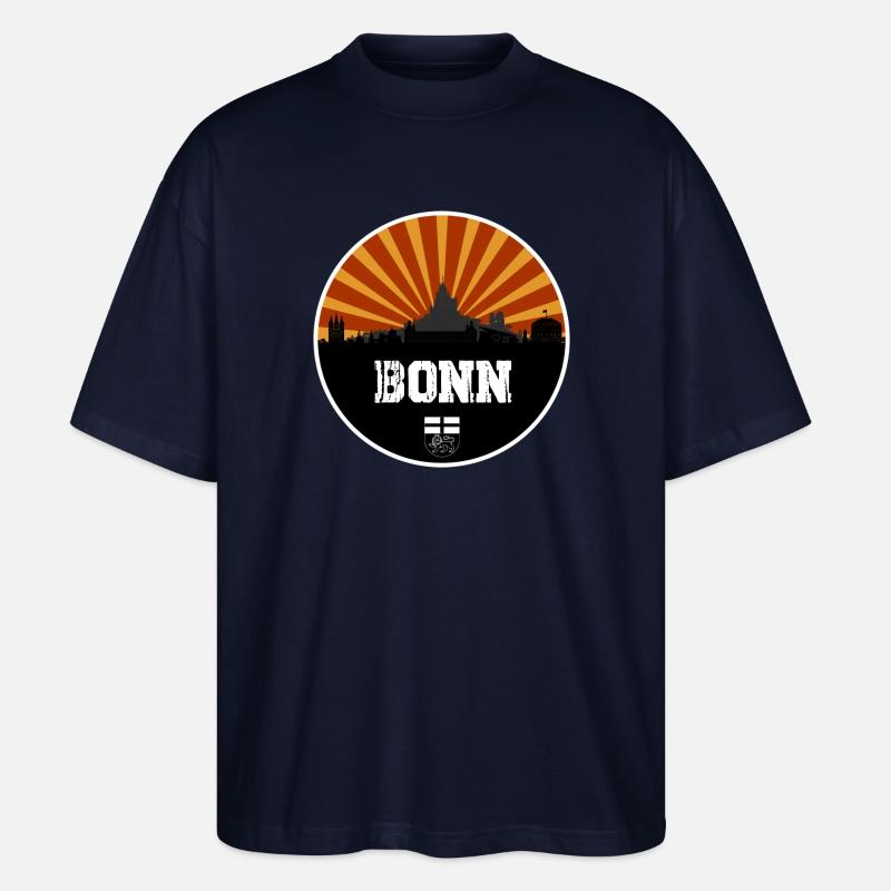 Bonn Skyline Retro - Stanley/Stella Oversized Unisex Bio T-Shirt Blaster 2.0 - Navy