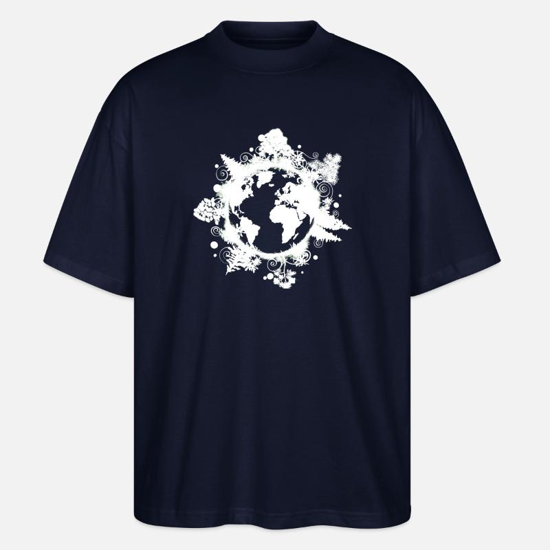 Planet Earth, Trees, Climate Protection, Environment - Stanley/Stella Oversized Unisex Organic T-shirt Blaster 2.0 - navy