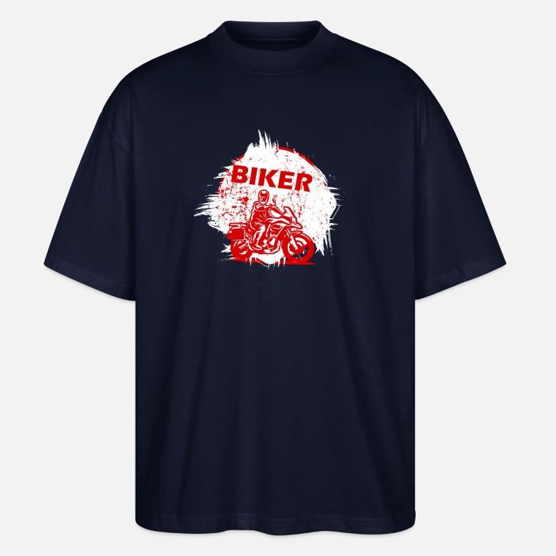 Red Biker Motorrad-Splash-Effekt - Stanley/Stella Oversized Unisex Bio T-Shirt Blaster 2.0 - Navy