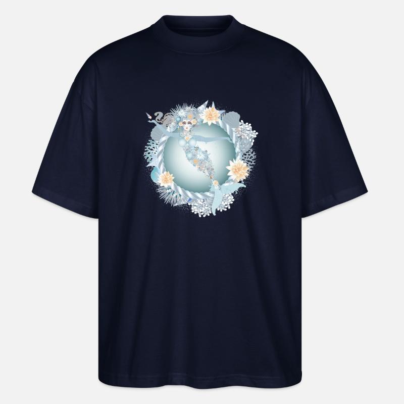 wunderschöne Meerjungfrau im maritimen Rahmen - Stanley/Stella Oversized Unisex Bio T-Shirt Blaster 2.0 - Navy