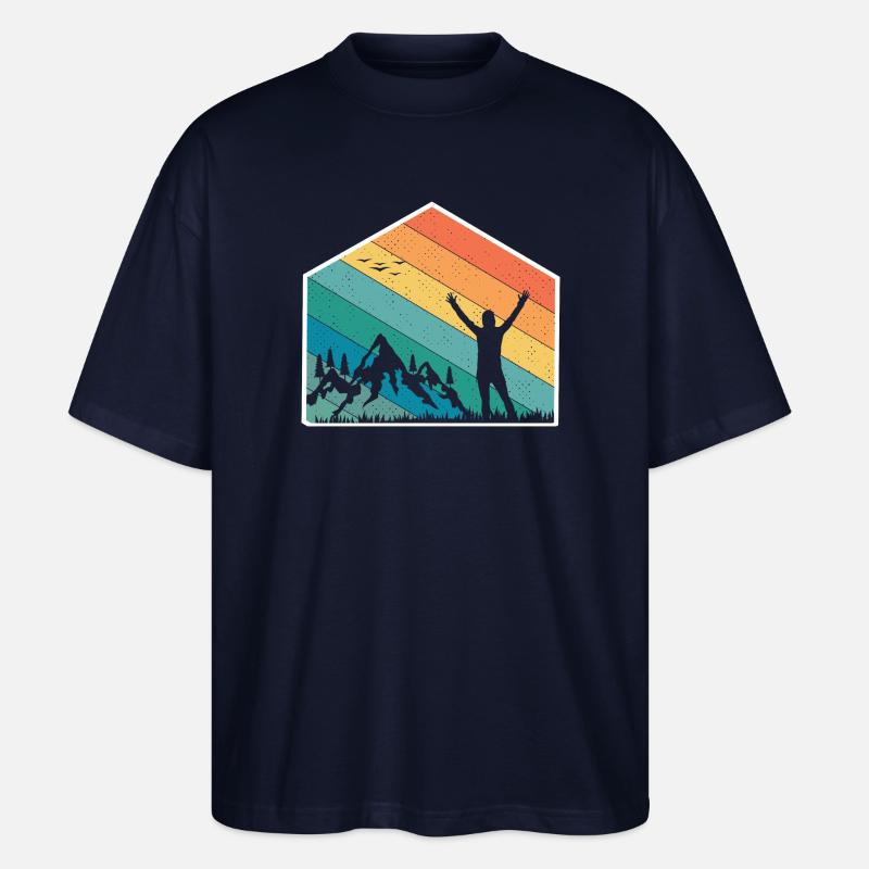 Berge Silhouette Regenbogen - Stanley/Stella Oversized Unisex Bio T-Shirt Blaster 2.0 - Navy