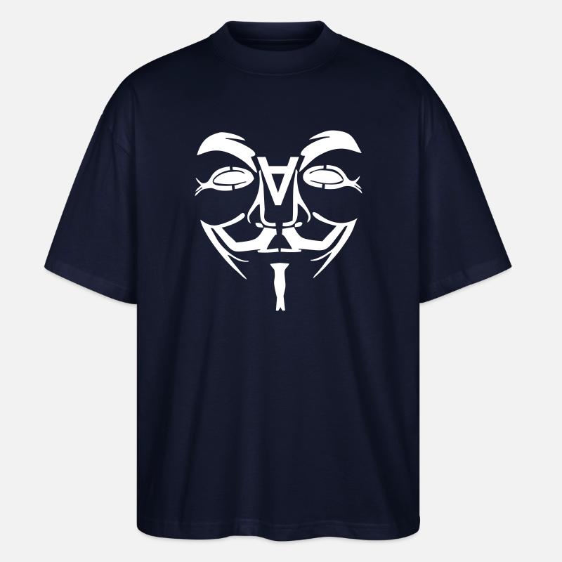 Anonymous Design Face with A - Stanley/Stella Oversized Unisex Organic T-shirt Blaster 2.0 - navy