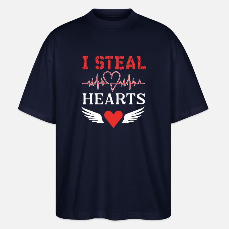 Festliches Herzschlag-Feier-Design - Stanley/Stella Oversized Unisex Bio T-Shirt Blaster 2.0 - Navy