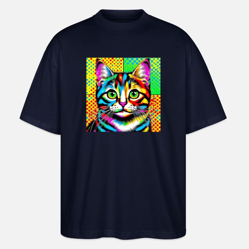 Katze Pop Art - Stanley/Stella Oversized Unisex Bio T-Shirt Blaster 2.0 - Navy