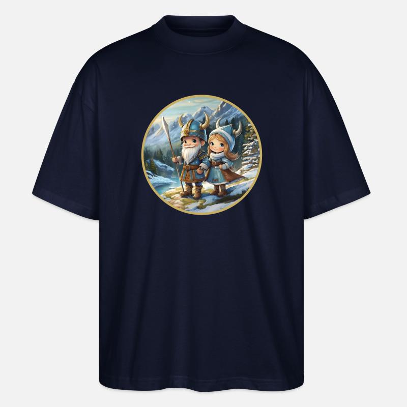 Wikingerjunge und -mädchen - Stanley/Stella Oversized Unisex Bio T-Shirt Blaster 2.0 - Navy