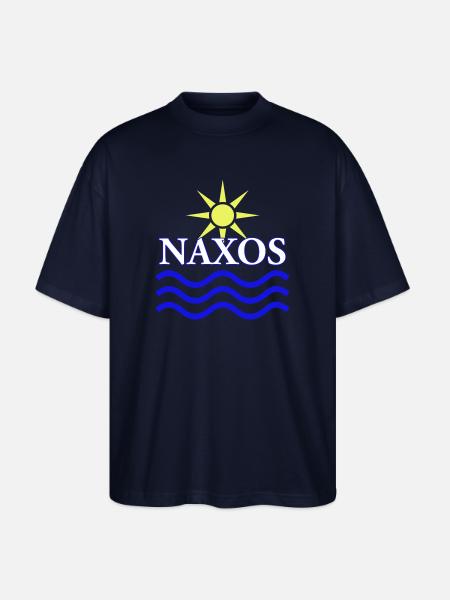 Naxos Sun and Waves Logo Design - Stanley/Stella Oversized Unisex Organic T-shirt Blaster 2.0 - navy