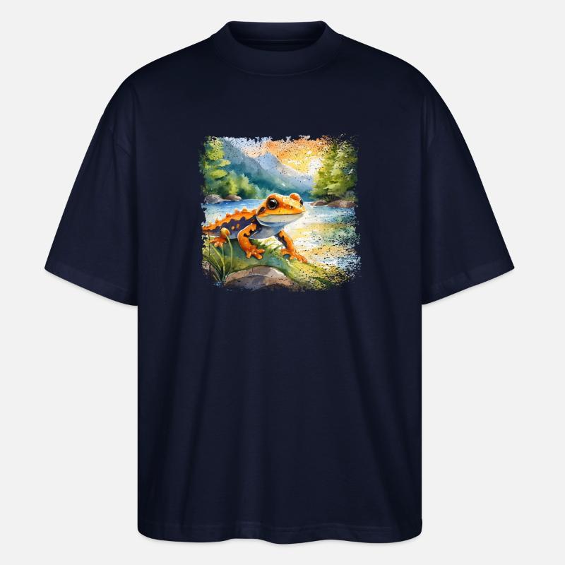 Niedlicher junger Feuersalamander - Stanley/Stella Oversized Unisex Bio T-Shirt Blaster 2.0 - Navy