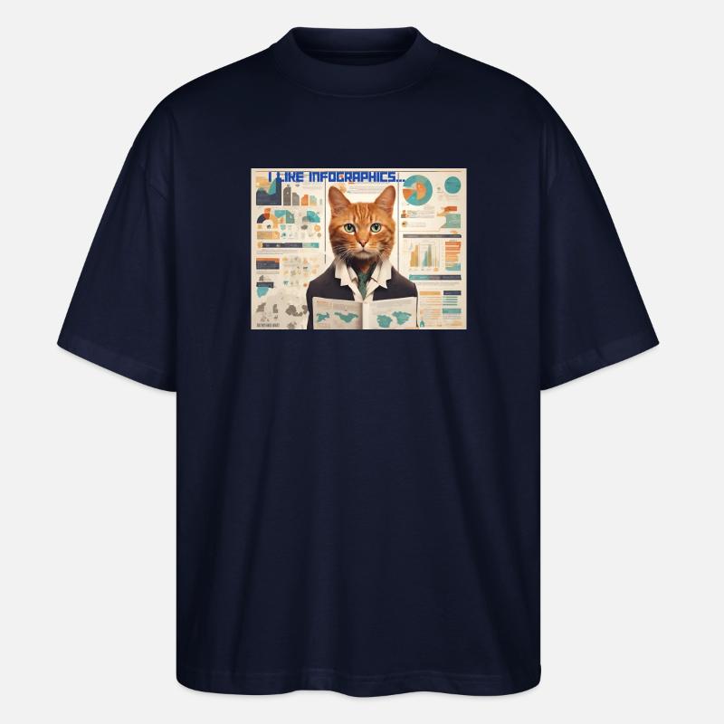 Infografik Katze - Stanley/Stella Oversized Unisex Bio T-Shirt Blaster 2.0 - Navy