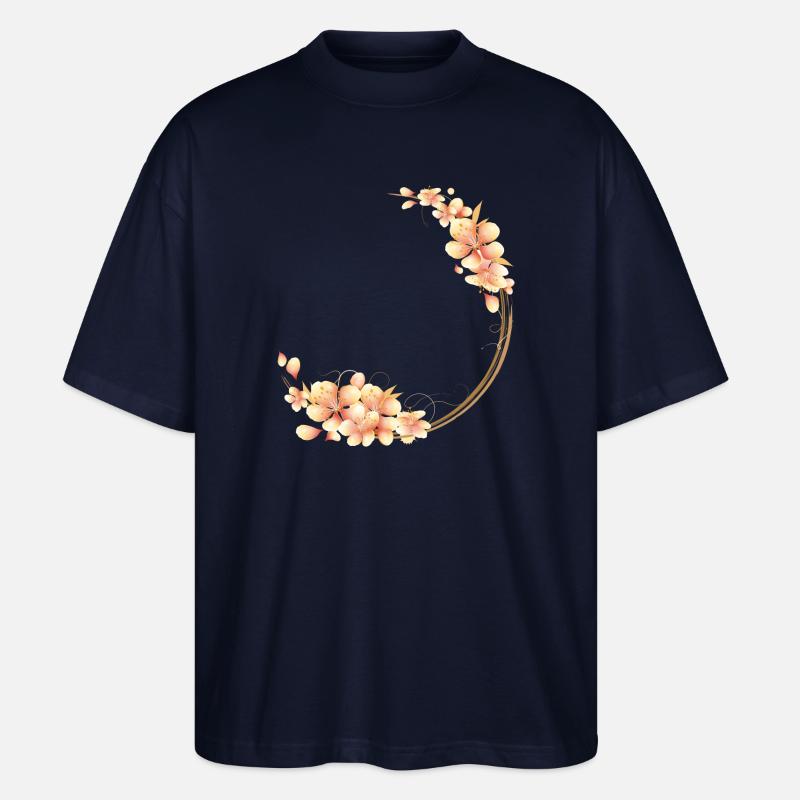 Pfirsichblüten Kranz im samtig-weichen Pfirsichton - Stanley/Stella Oversized Unisex Bio T-Shirt Blaster 2.0 - Navy