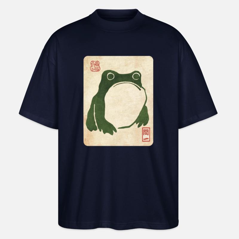 Grumpy Frog (Matsumoto Hoji) - Stanley/Stella Oversized Unisex Bio T-Shirt Blaster 2.0 - Navy