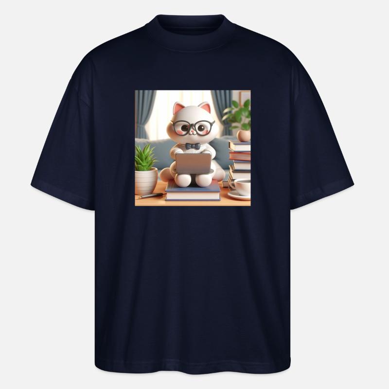 3D-Computer-Katze - Stanley/Stella Oversized Unisex Bio T-Shirt Blaster 2.0 - Navy