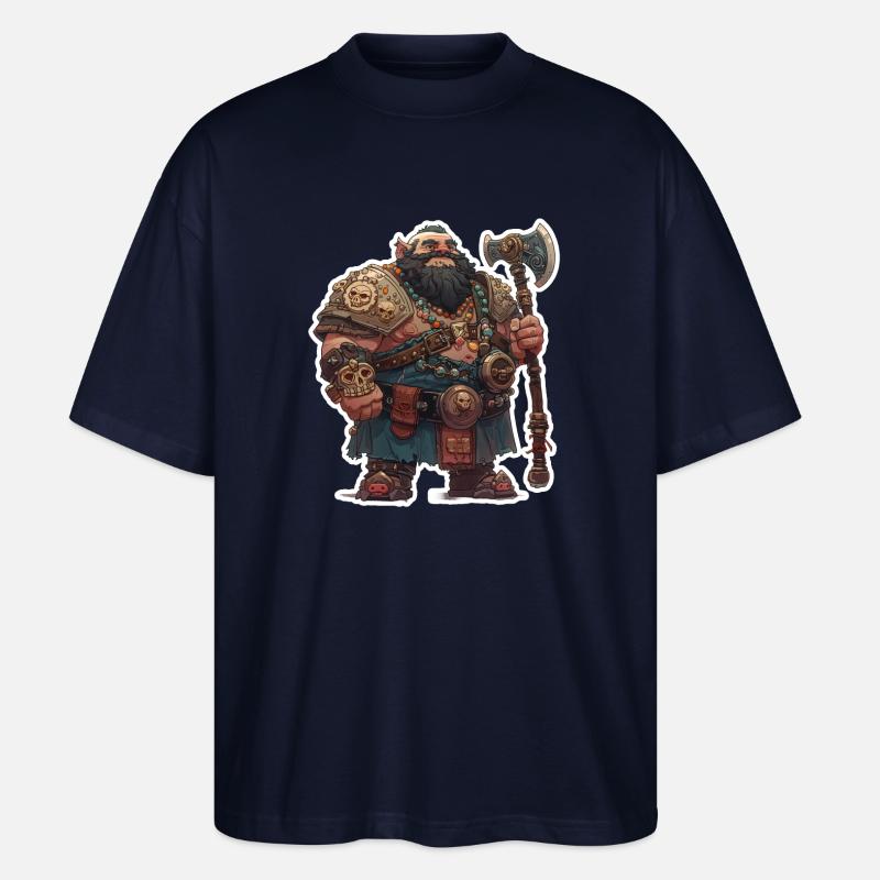 Dicker Zwergenkrieger mit großer Axt - Stanley/Stella Oversized Unisex Bio T-Shirt Blaster 2.0 - Navy