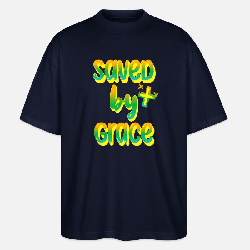 Lebensfrohe Botschaft im Regenbogen-Design - Stanley/Stella Oversized Unisex Bio T-Shirt Blaster 2.0 - Navy