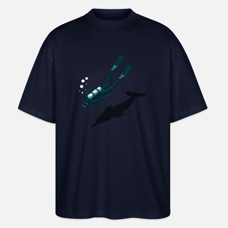 Taucher & Delfin Schatten Illusion - Stanley/Stella Oversized Unisex Bio T-Shirt Blaster 2.0 - Navy