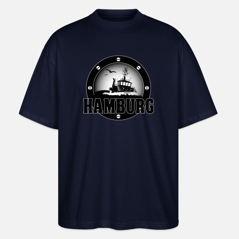 Schlepper im Hamburger Hafen - Stanley/Stella Oversized Unisex Bio T-Shirt Blaster 2.0 - Navy