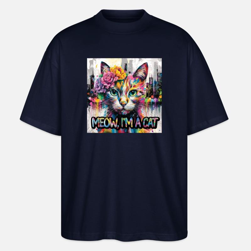 Chat astucieux Version 2 - T-shirt bio Blaster 2.0 coupe oversize Stanley/Stella Unisexe - marine