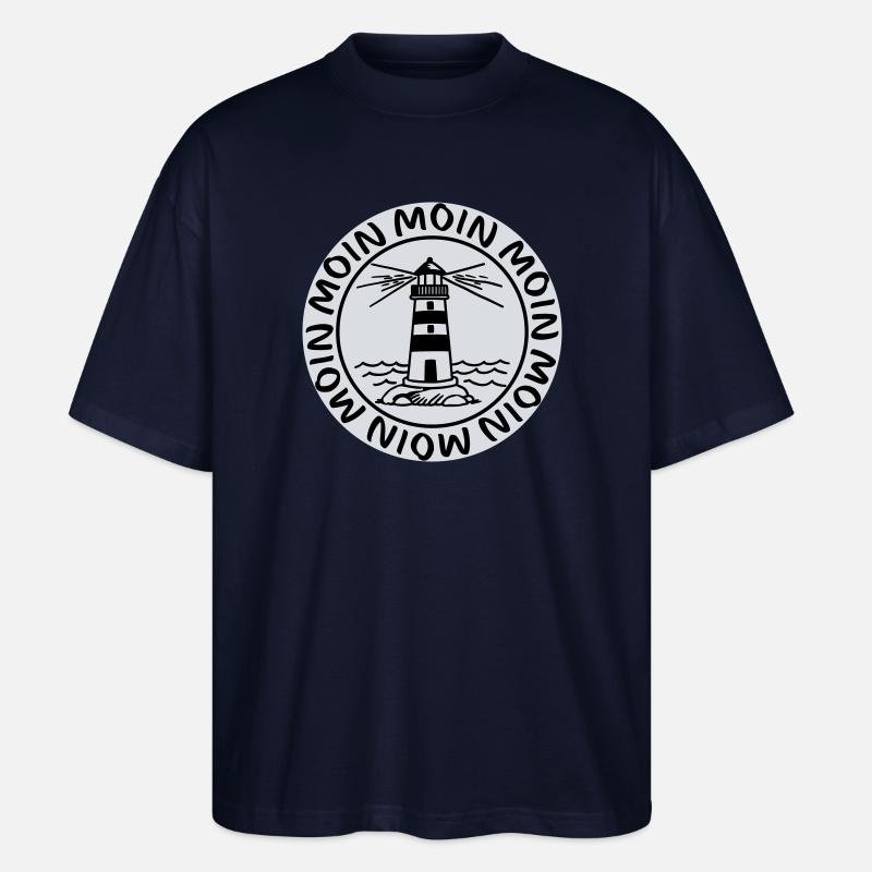 Moin Moin Leuchtturm – Maritimes Küsten Design - Stanley/Stella Oversized Unisex Bio T-Shirt Blaster 2.0 - Navy