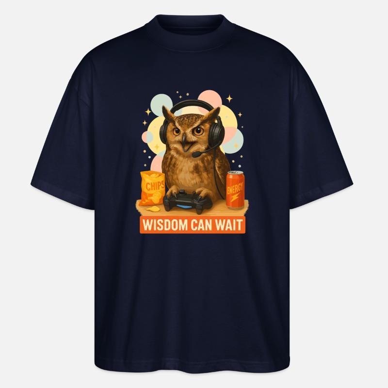 Gamer-Eule auf Energie - Stanley/Stella Oversized Unisex Bio T-Shirt Blaster 2.0 - Navy