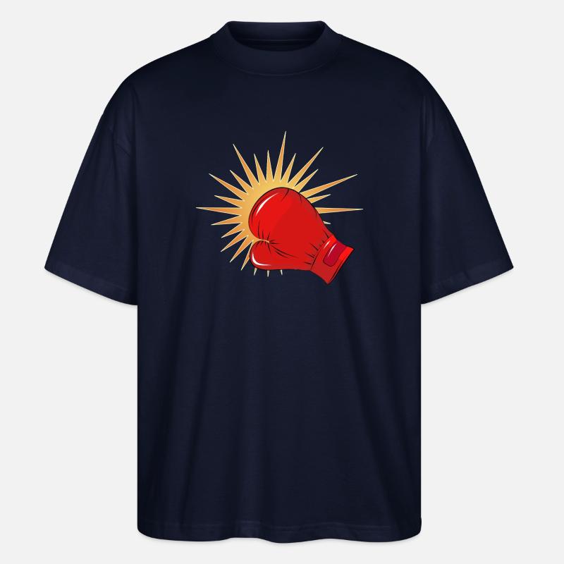 Roter Boxhandschuh mit Schlag-Effekt - Stanley/Stella Oversized Unisex Bio T-Shirt Blaster 2.0 - Navy