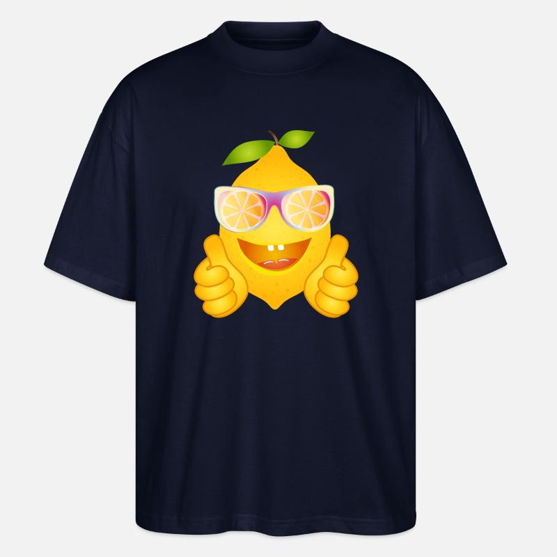 Coole Zitrone mit Sonnenbrille – Comicfrucht - Stanley/Stella Oversized Unisex Bio T-Shirt Blaster 2.0 - Navy