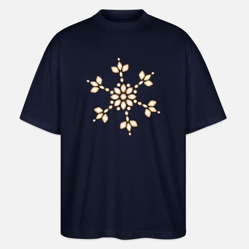 Flocon de neige géométrique ambré - T-shirt bio Blaster 2.0 coupe oversize Stanley/Stella Unisexe - marine