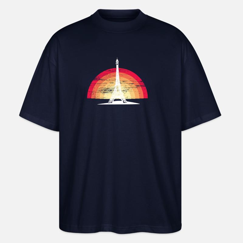 Sunset in Paris - mit Eiffelturm - Stanley/Stella Oversized Unisex Bio T-Shirt Blaster 2.0 - Navy
