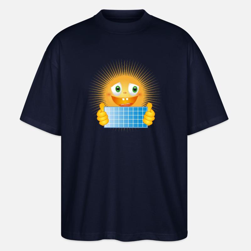 Bright sun with solar panel - Stanley/Stella Oversized Unisex Organic T-shirt Blaster 2.0 - navy