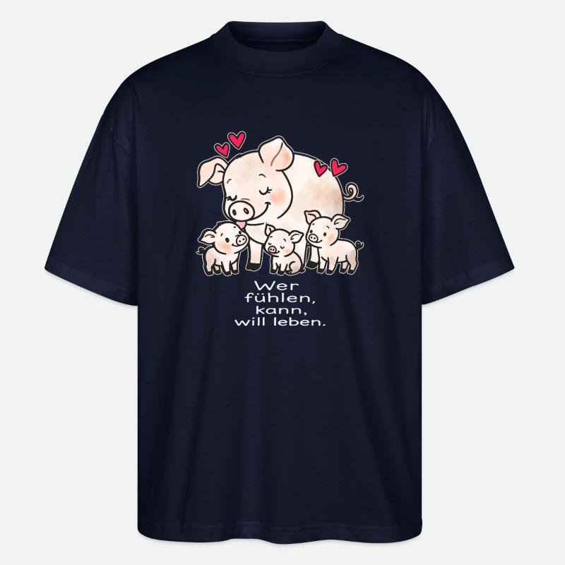 wer fühlen kann, will leben - Stanley/Stella Oversized Unisex Bio T-Shirt Blaster 2.0 - Navy