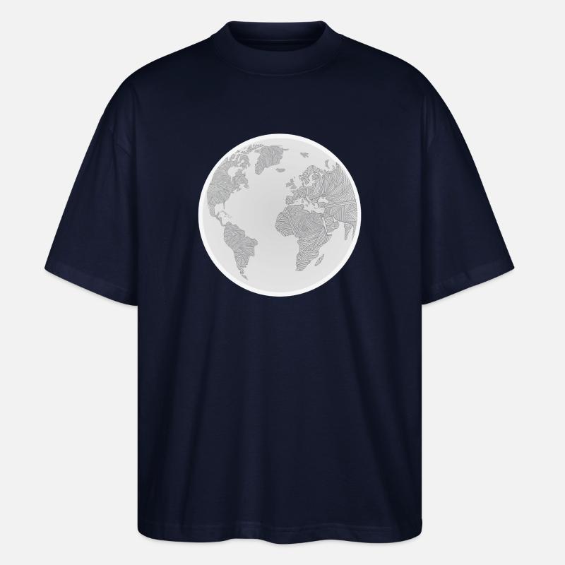 Geometrischer Globus Design - Stanley/Stella Oversized Unisex Bio T-Shirt Blaster 2.0 - Navy