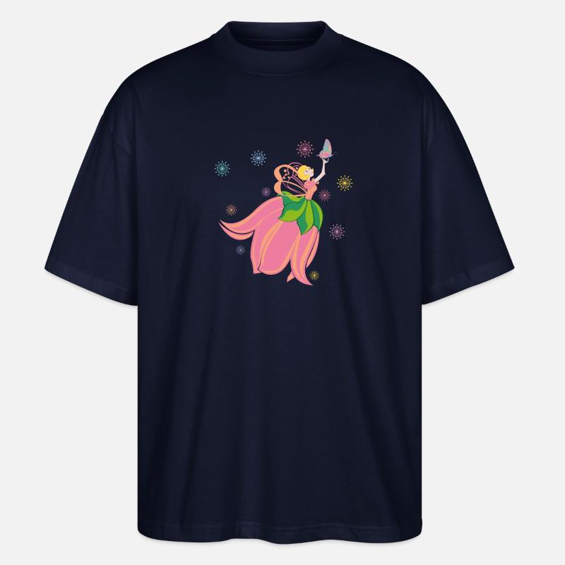 Fabelhafte Blumenfee mit Schmetterling - Stanley/Stella Oversized Unisex Bio T-Shirt Blaster 2.0 - Navy